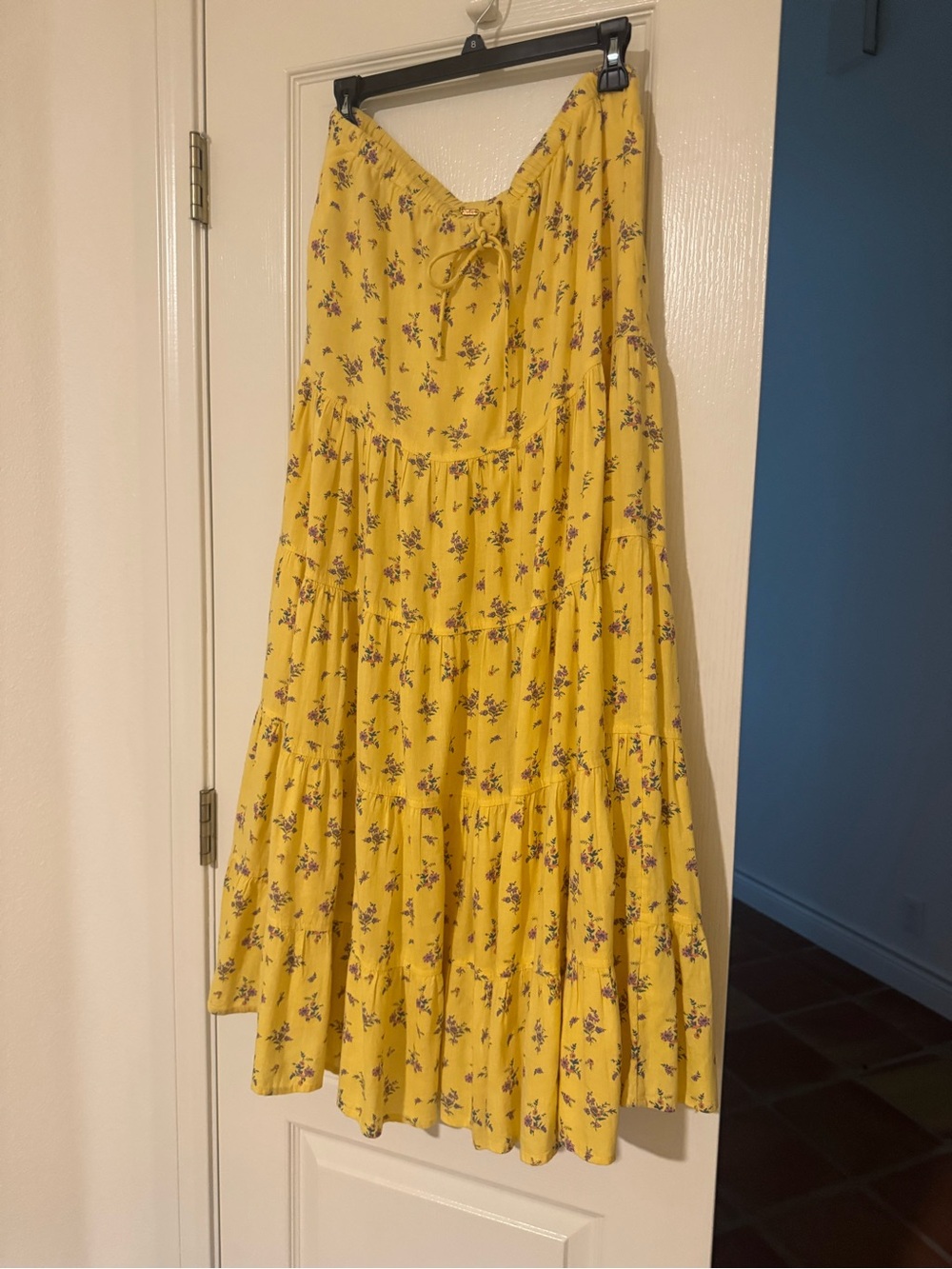 Free People Yellow Floral Tiered Maxi Skirt